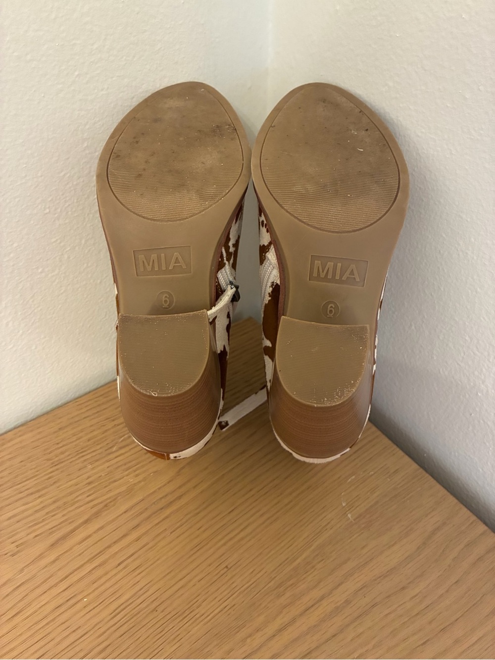 MIA Brown and White Cow-Print Ankle Boots - Picture 5 of 13